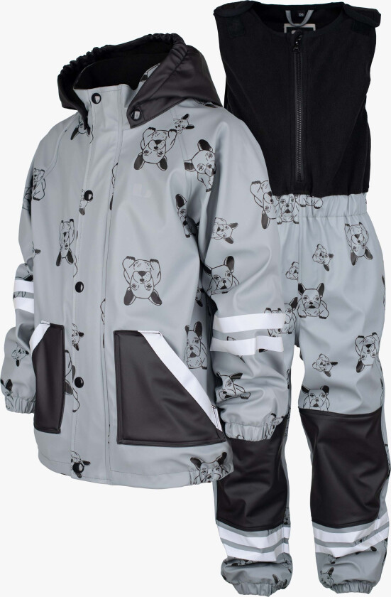Lekhyttan Fôret Regnsett, Grey/Black, 80 - Regntøy - PU,Fleece