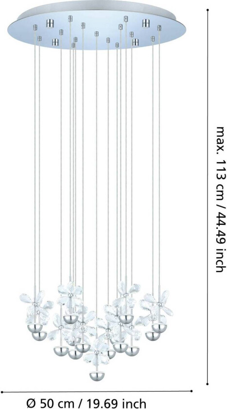 EGLO Stars Of Light LED-hengelampe Pianopoli krom Ø 50 cm