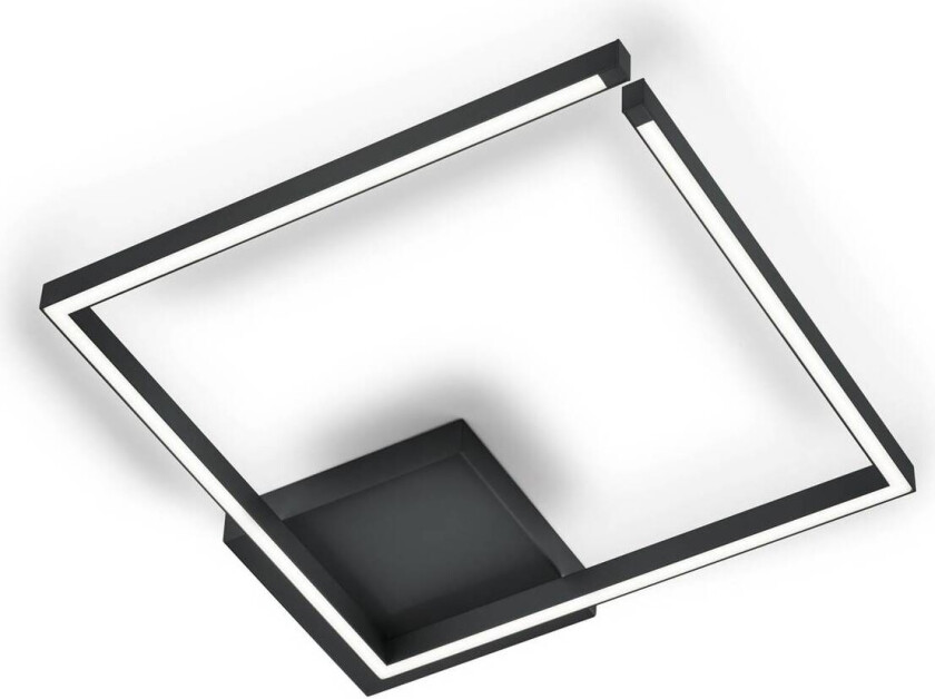LED-taklampe Yoko-Q500, svart, 50x50 cm, aluminium