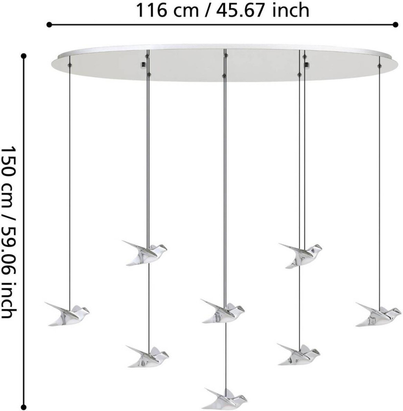 EGLO Stars Of Light LED-hengelampe Paratebueno, krom, 8 lyskilder
