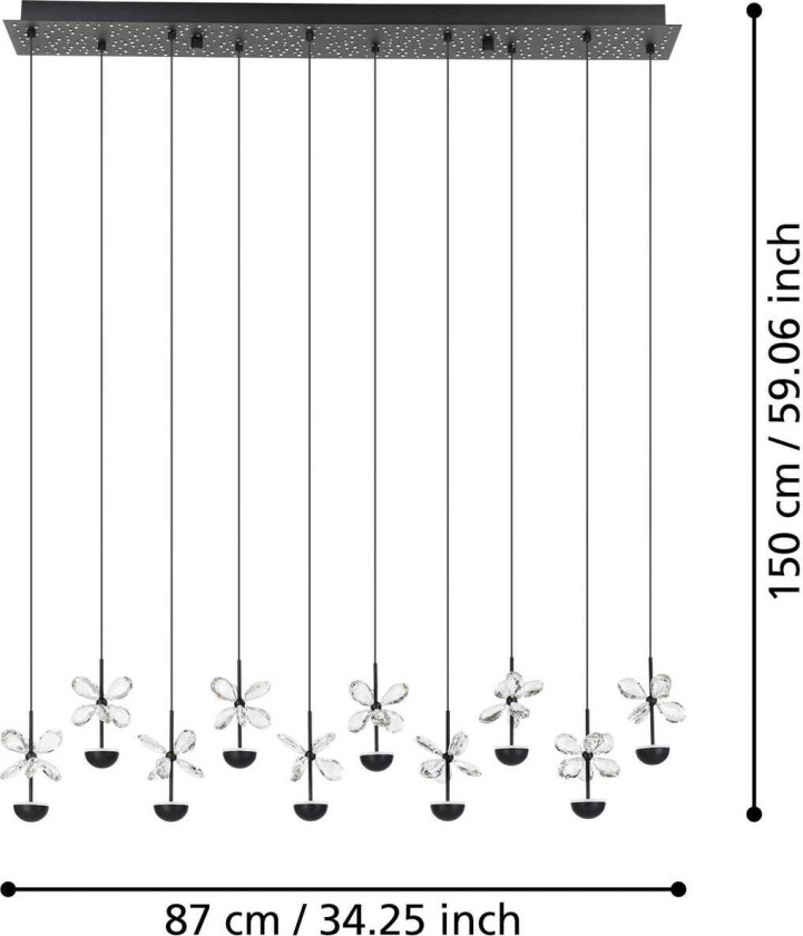 EGLO Stars Of Light LED-pendel Pianopoli, svart, L. 87 cm