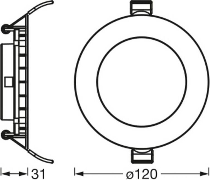 OSRAM LED-innfelt taklampe SLIM, Ø 12 cm, 6500 K, hvit