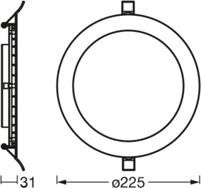 OSRAM LED-innfelt taklampe SLIM, Ø 23 cm, 3000 K, hvit