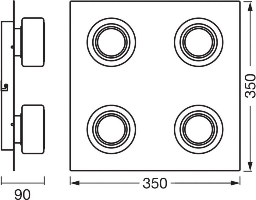 OSRAM LED-taklampe ORBIS FLAME, krom, 4 lyskilder, CCT IP44