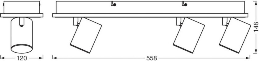 OSRAM LED-downlight MARS CLICK-SELECT, 3 spotter, svart