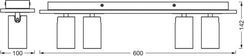 OSRAM takspot MERCURY, hvit, 4 spotter GU10-LED 927 dimbar