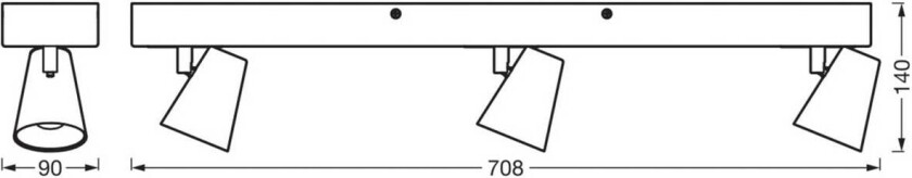 OSRAM LED-taklampe NEPTUNE CLICK-SELECT, 3 spotlights, hvit