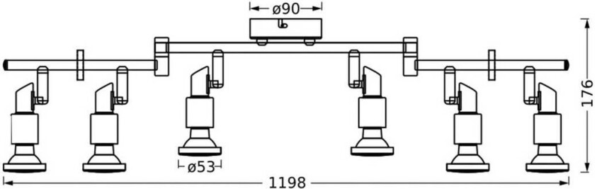 OSRAM downlight, svart 6 lyskilder Metall GU10-LED 927 dimbar