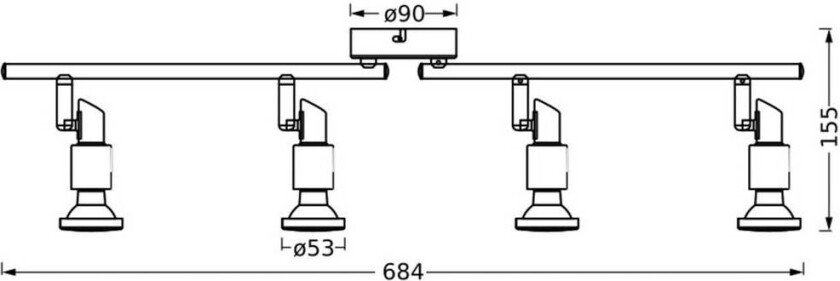 OSRAM downlight, svart 4 lyskilder GU10-LED 927 dimbar