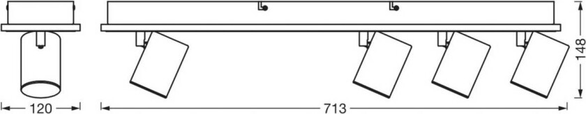OSRAM LED-downlight MARS CLICK-SELECT, 4 spotter, svart