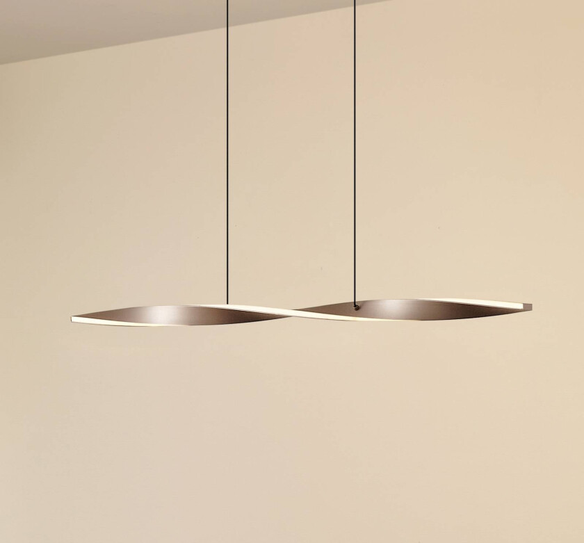 Lindby LED-hengelampe Jaren, svart/brun, 100 cm, CCT