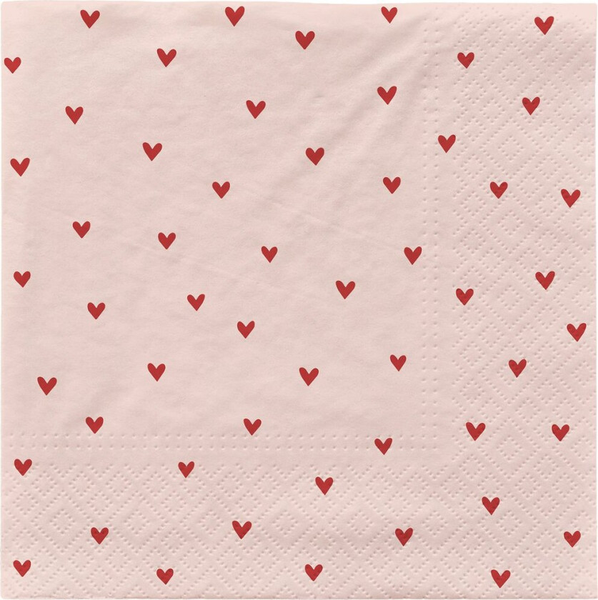 Amor papirsservietter 33x33 cm 20-pk Soft pink-red
