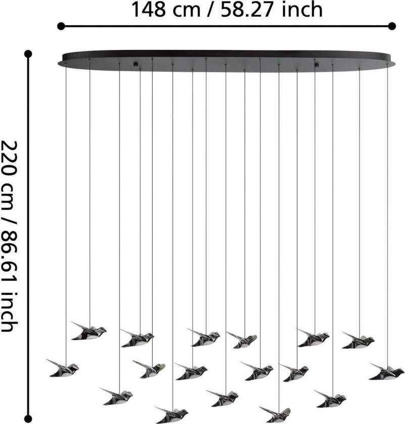 EGLO Stars Of Light LED-hengelampe Paratebueno svart 17-fl