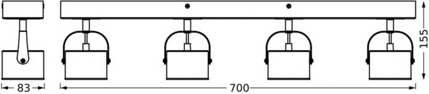 OSRAM LED-taklampe Jupiter, 4 lyskilder, sølv, metall
