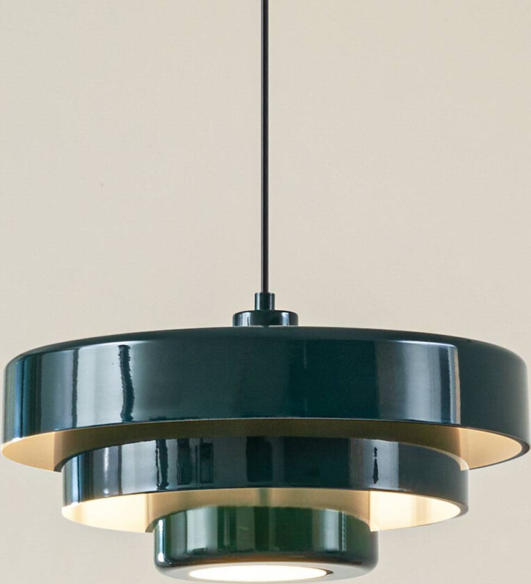 Lindby hengelampe Tivra, grønn, Ø 35 cm, metall, E27