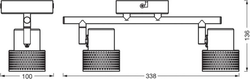 OSRAM downlight CORK, svart, 2 spotter GU10-LED 927 dimbar