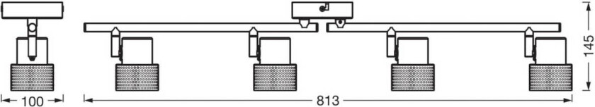 OSRAM takspot CORK, svart, 4 spotter GU10-LED 927 dimbar