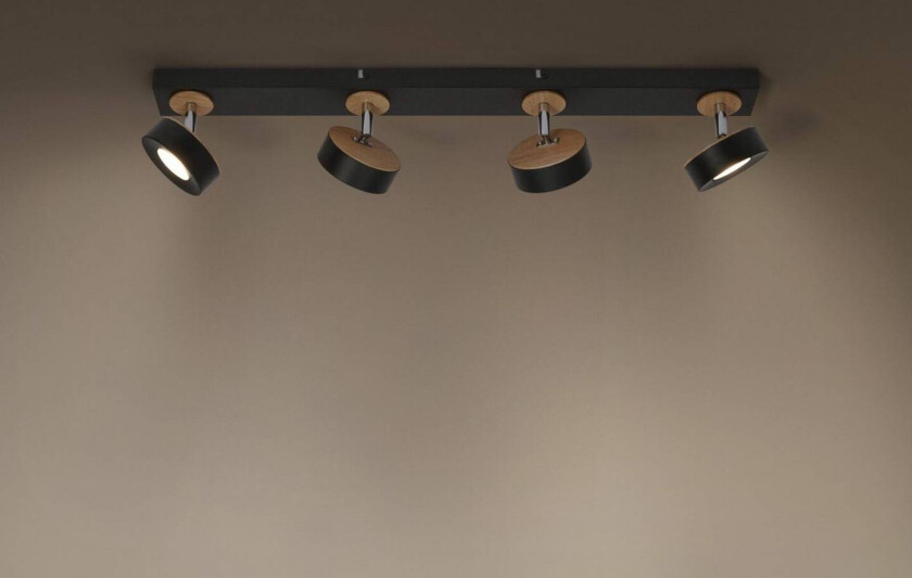 OSRAM LED-downlight PLUTO, svart, 4 spotter, 3000 K