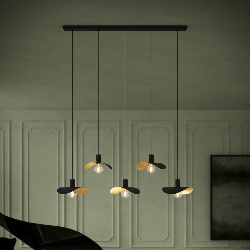 EGLO Stars Of Light hengelampe Saceda, 5 lyskilder, svart/gull