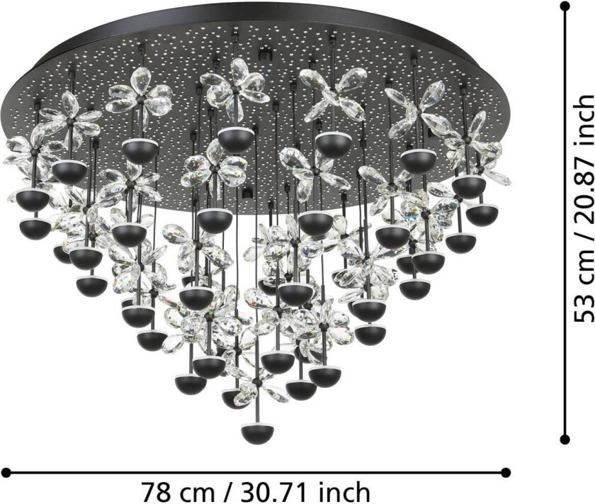 EGLO Stars Of Light LED-taklampe Pianopoli svart Ø 78 cm