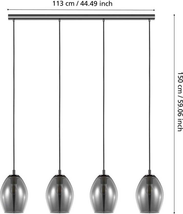 EGLO Stars Of Light hengelampe Estanys, svart, 4 lyskilder, lang