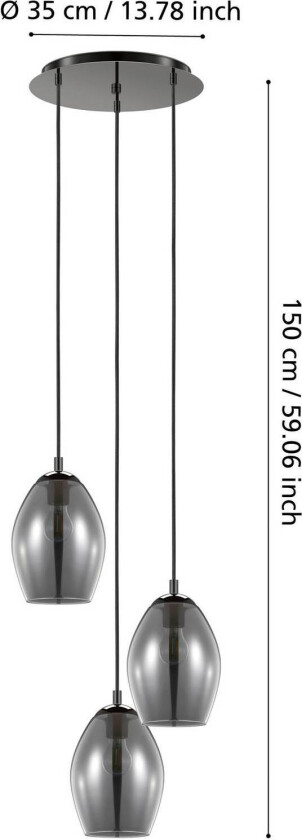 EGLO Stars Of Light hengelampe Estanys, svart, 3 lyskilder