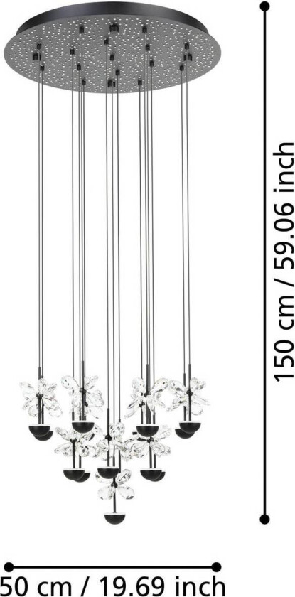 EGLO Stars Of Light LED-hengelampe Pianopoli svart Ø 50 cm