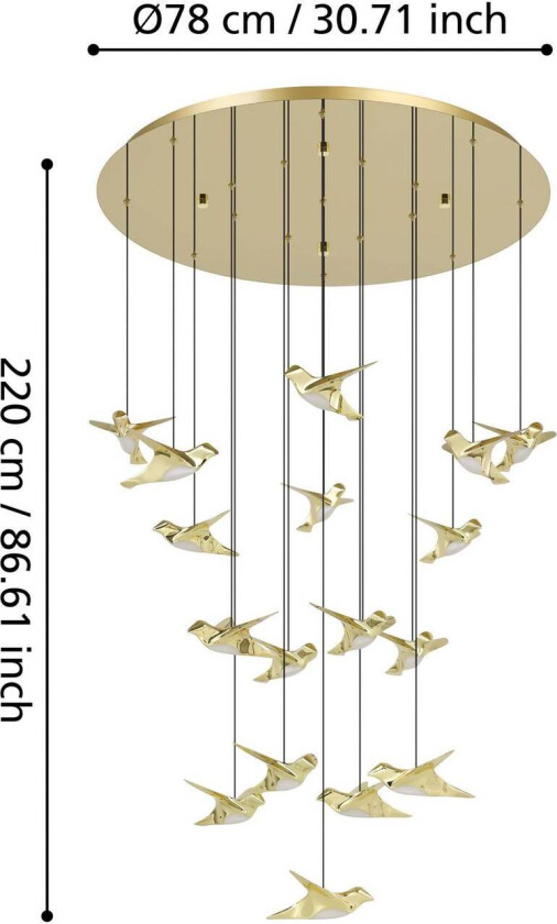 EGLO Stars Of Light LED-pendel Paratebueno messing rund 17fl