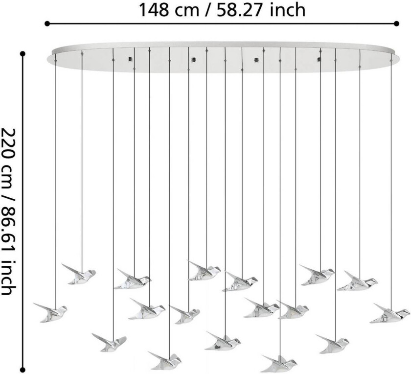 EGLO Stars Of Light LED-hengelampe Paratebueno krom 17-fl.