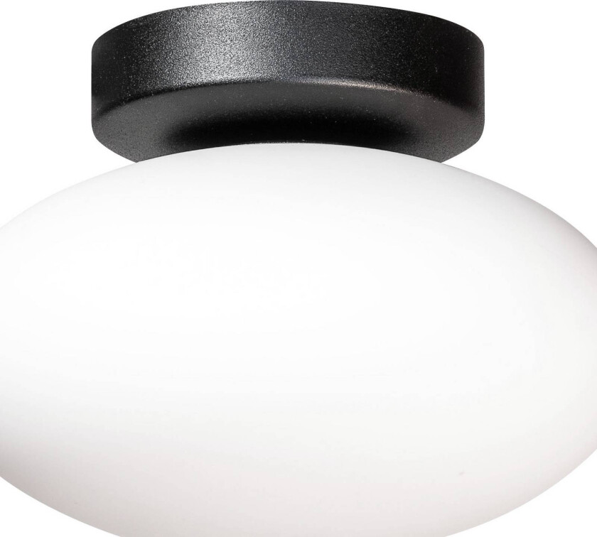 Taklampe Ufo, svart/hvit, Ø 18 cm, glass, G9