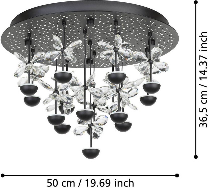 EGLO Stars Of Light LED-taklampe Pianopoli svart Ø 50 cm