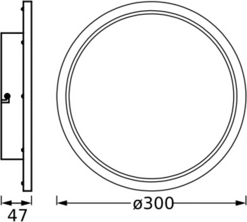 OSRAM LED-taklampe BATHROOM, svart, Ø 30 cm, IP44 CCT