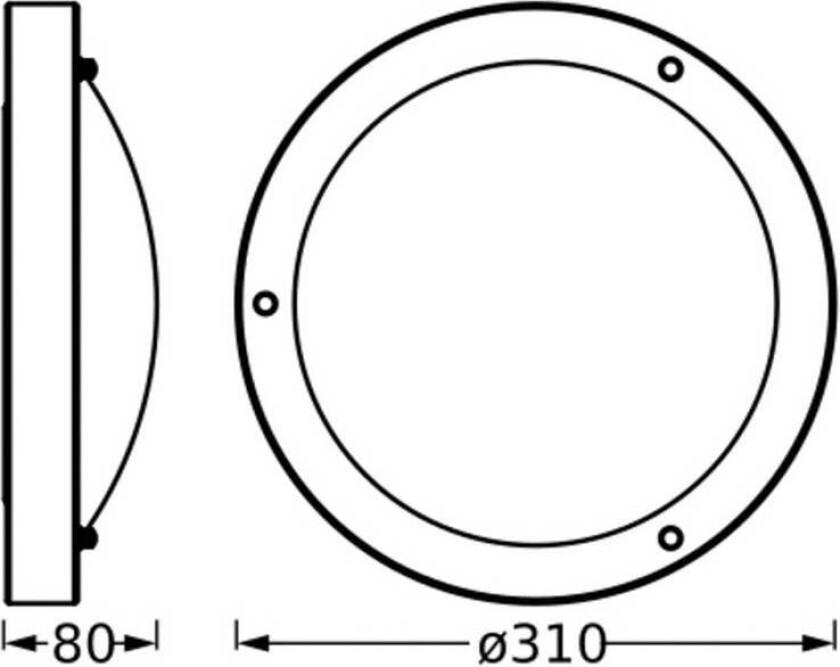 OSRAM taklampe BATHROOM, svart Ø 31 cm metall/glass IP44