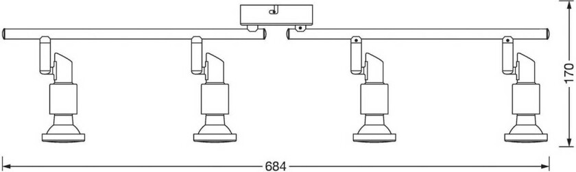 OSRAM downlight, sølv, metall 4 lyskilder GU10-LED 2700 K