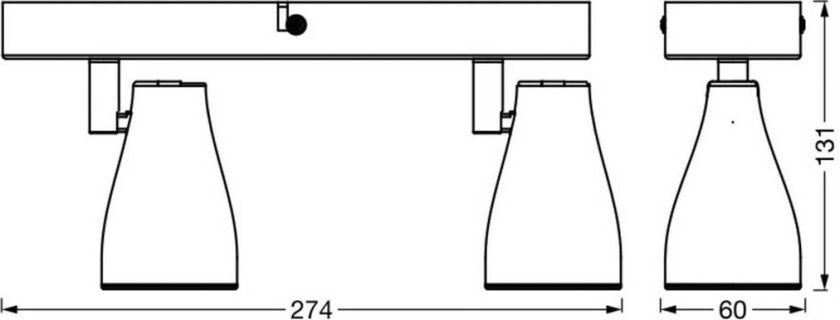 OSRAM downlight PEAR, svart, 2 lyskilder, GU10-LED 2.700 K