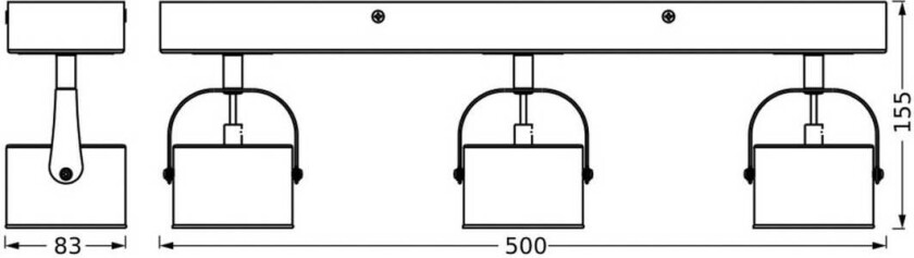 OSRAM LED-taklampe Jupiter, 3 lyskilder, sølv, metall