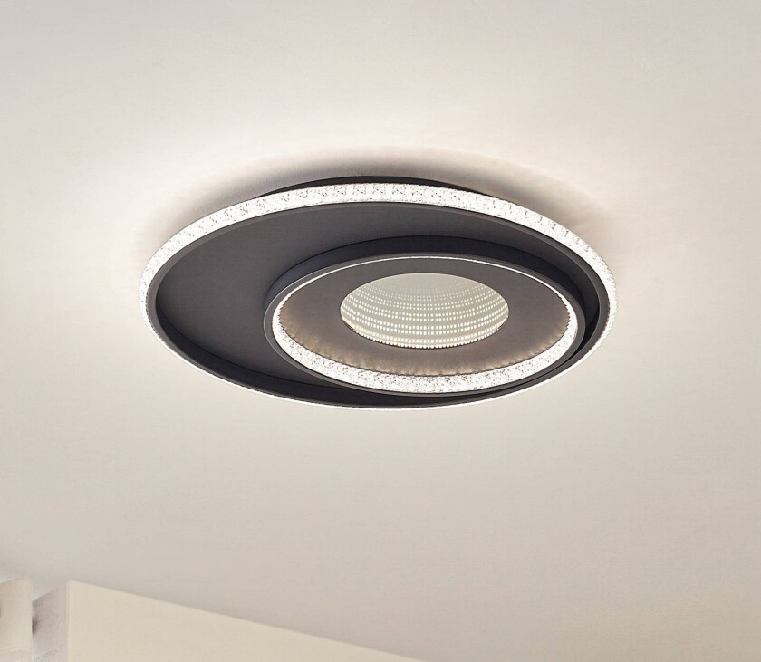 Lindby LED-taklampe Inessa, Ø 51 cm, svart, CCT, dimbar