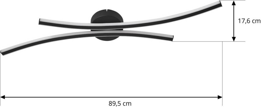 Lindby LED-taklampe Ravion, 90 cm, svart, 3000 K