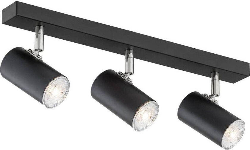 Downlight Noah, svart/krom, stål, 3 lyskilder