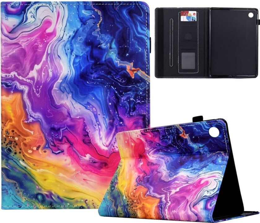 Samsung Galaxy Tab A9+ Etui Mønsterutskrift Nettbrettdeksel Støtsikkert lærdeksel med kortholder og stativ - Marmormønster