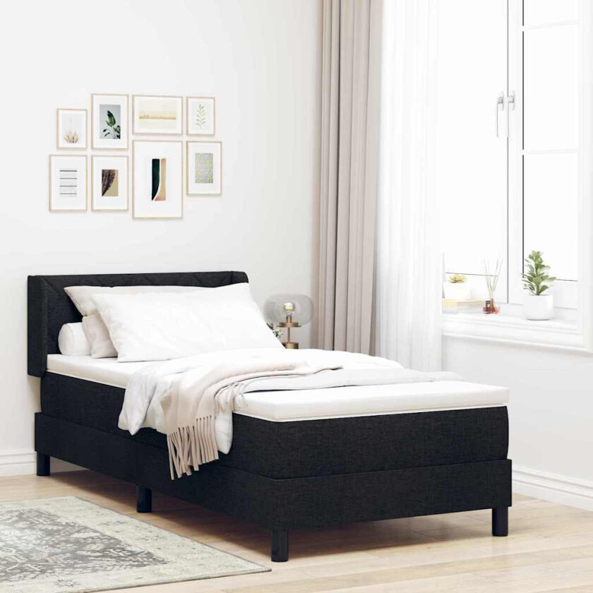 Kontinentalseng med madrass med madrass Svart 90 x 190 cm