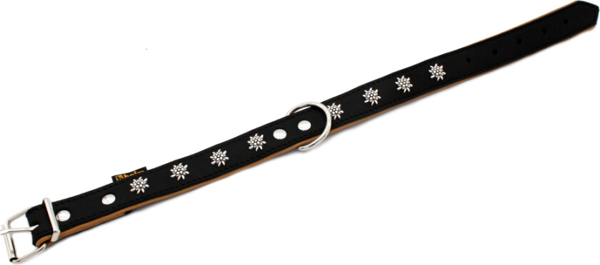 Halsbånd Edelweiss, svart/natur - 36 - 44 cm halsomkrets, B 25 mm