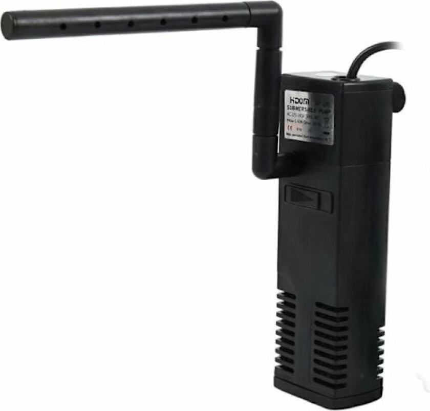 Internt filter for akvarium 20L-60L, 3W/4W justerbar intern filterpumpe med filtersvamper for akvarium