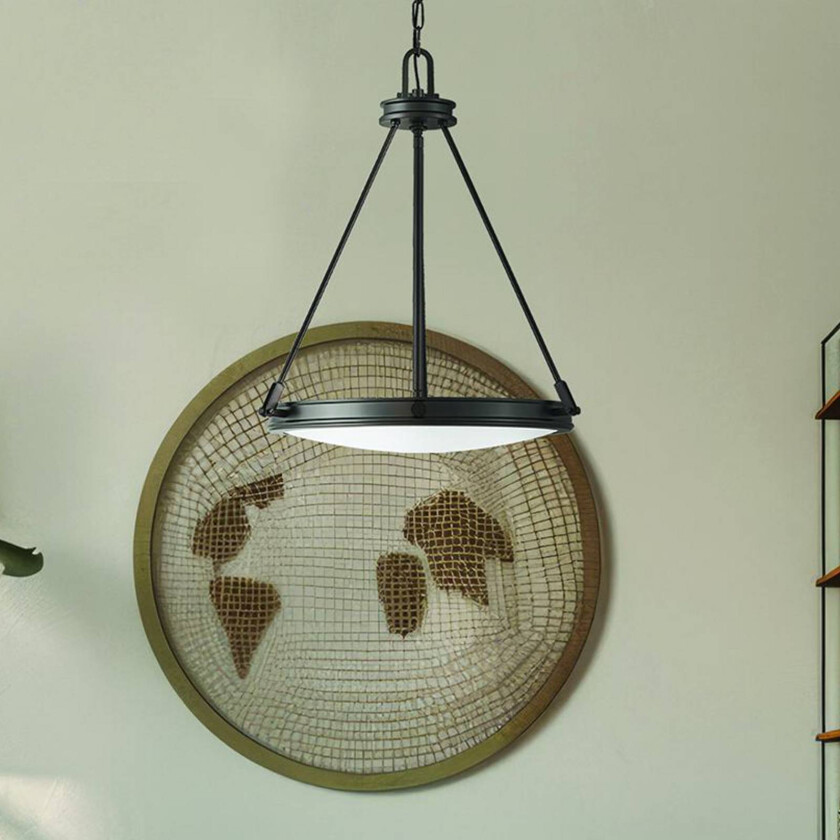 Hengelampe Collier, svart, Ø 54,3 cm, stål, glass, E14