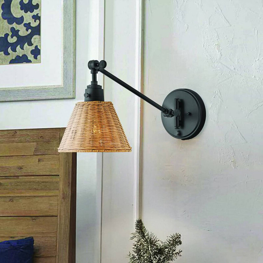 Vegglampe Arti, svart/natur, rotting, stål