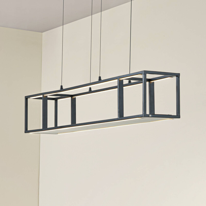 Lucande LED-hengelampe Estante, svart, dimbar, CCT