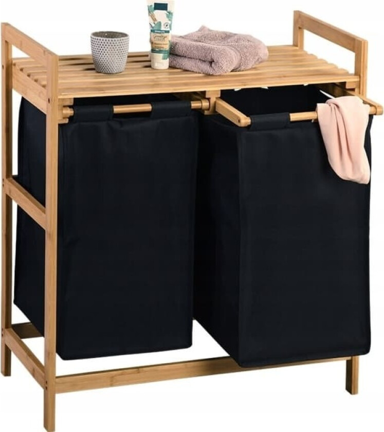 Kesper Bamboo skittentøyskurv, to-rom, 64 x 73 cm