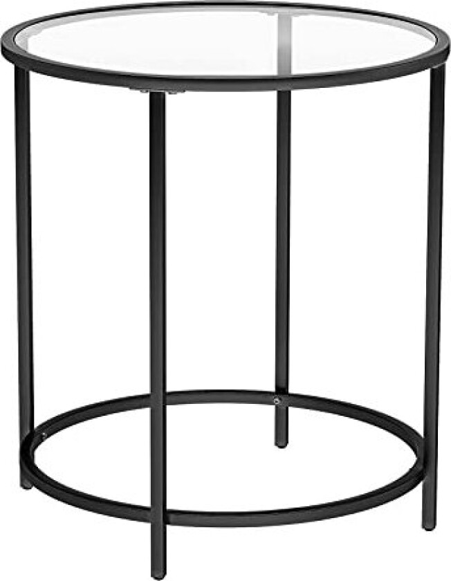 VASAGLE salongbord, rundt - herdet glass og sort stål (Ø50)