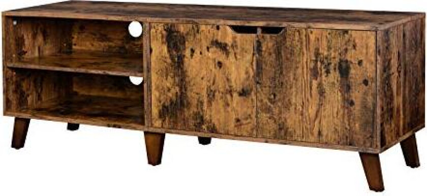 VASAGLE TV-bord, m. 2 dører og 2 hyller - rustikk brun sponplate (140x40)