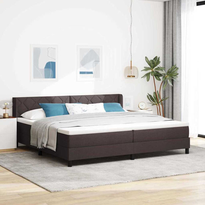 Kontinentalseng med madrass med madrass Mørk brun 200 x 200 cm